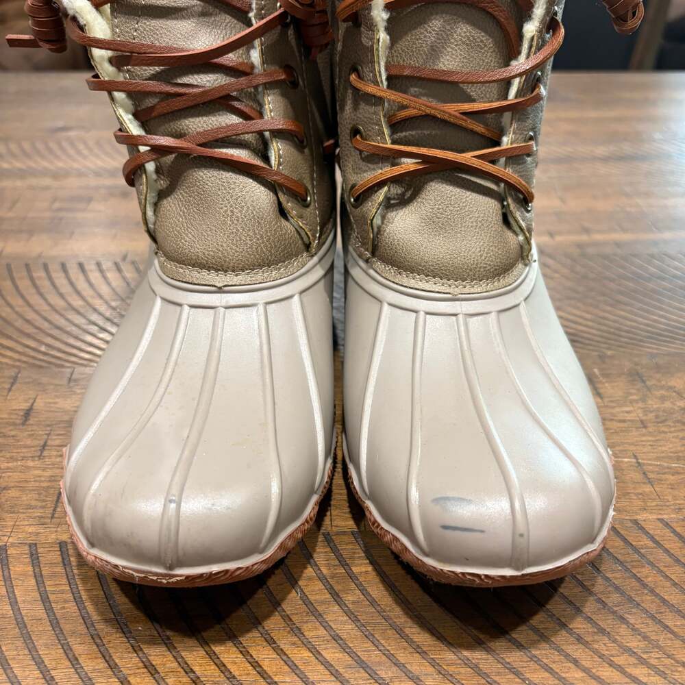 SEVEN7 SPEYSIDE DUCK BOOT FAUX LEATHER COMBAT & LACE-UP BOOTS 10M